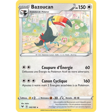 Carte Bazoucan - Rare (Brillante) de Pokémon Épée et Bouclier Voltage Éclatant 145/185