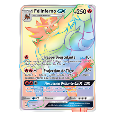 Carte Félinferno - Arc-en-ciel rare de Pokémon Gardiens Ascendants 147/145