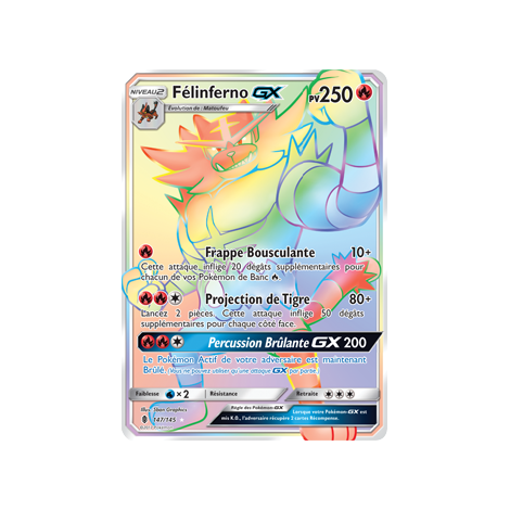 Carte Félinferno - Arc-en-ciel rare de Pokémon Gardiens Ascendants 147/145