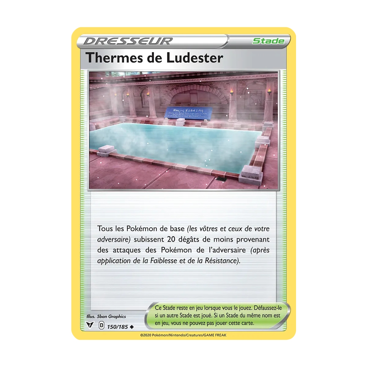 Thermes de Ludester 150/185 : Joyau Peu commune (Brillante) de l'extension Pokémon Épée et Bouclier Voltage Éclatant