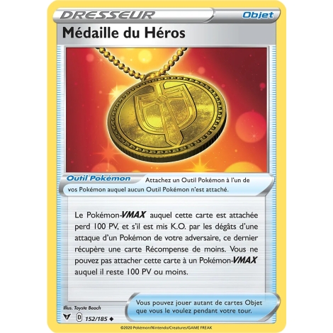 Médaille du Héros 152/185 : Joyau Peu commune (Brillante) de l'extension Pokémon Épée et Bouclier Voltage Éclatant