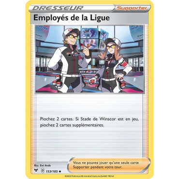 Carte Employés de la Ligue - Peu commune (Brillante) de Pokémon Épée et Bouclier Voltage Éclatant 153/185