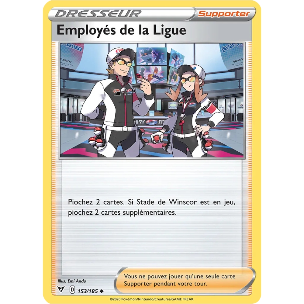 Carte Employés de la Ligue - Peu commune (Brillante) de Pokémon Épée et Bouclier Voltage Éclatant 153/185