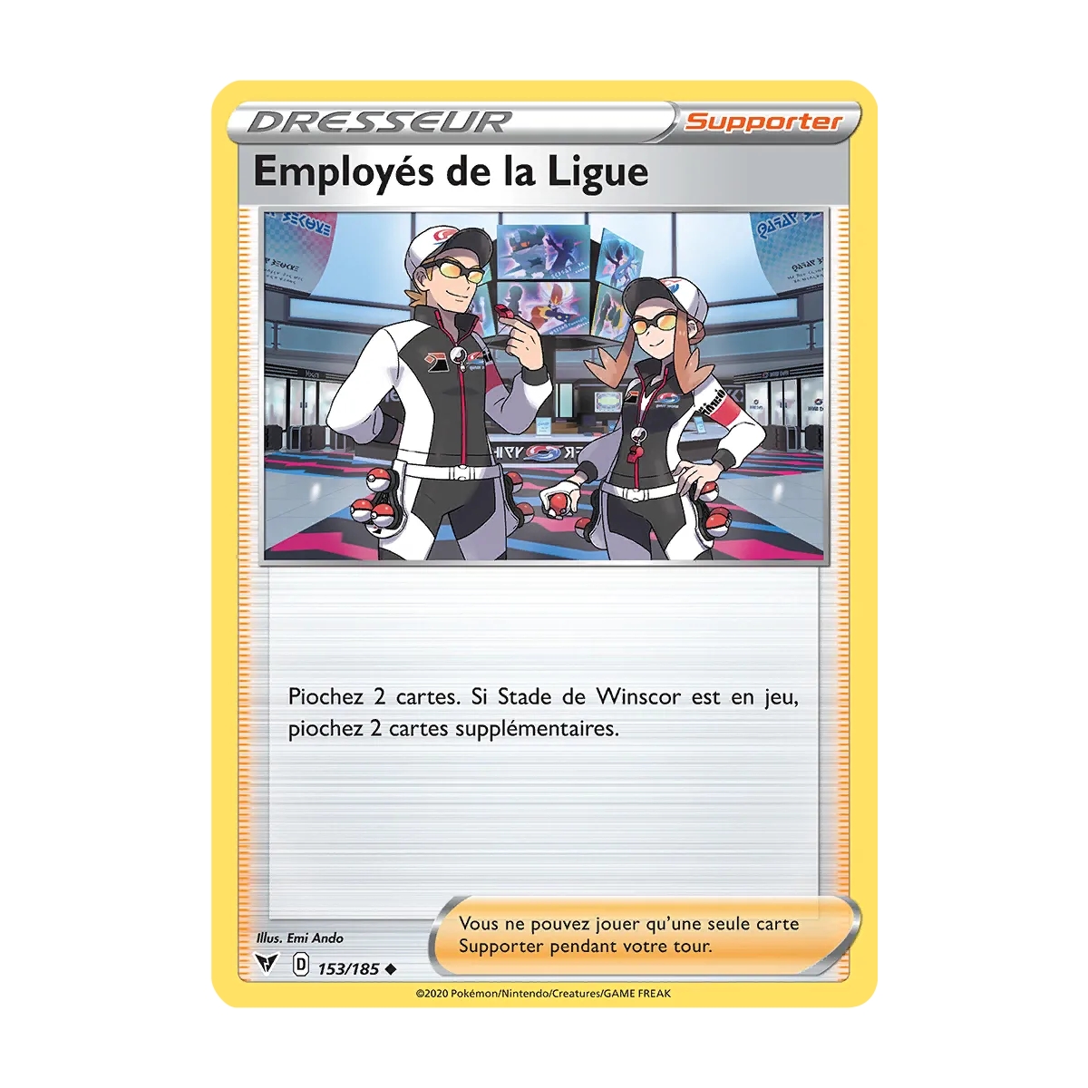 Carte Employés de la Ligue - Peu commune (Brillante) de Pokémon Épée et Bouclier Voltage Éclatant 153/185