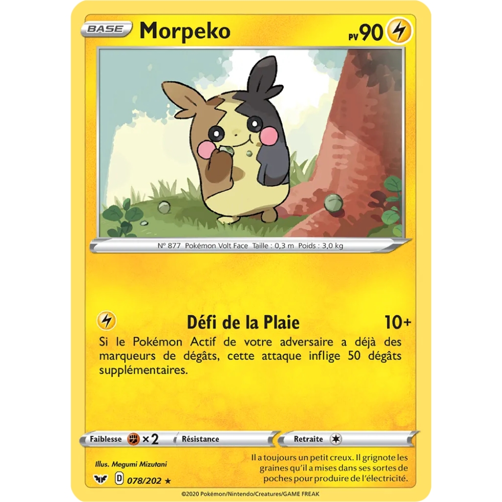 Carte Morpeko - Rare (Brillante) de Pokémon Épée et Bouclier 078/202