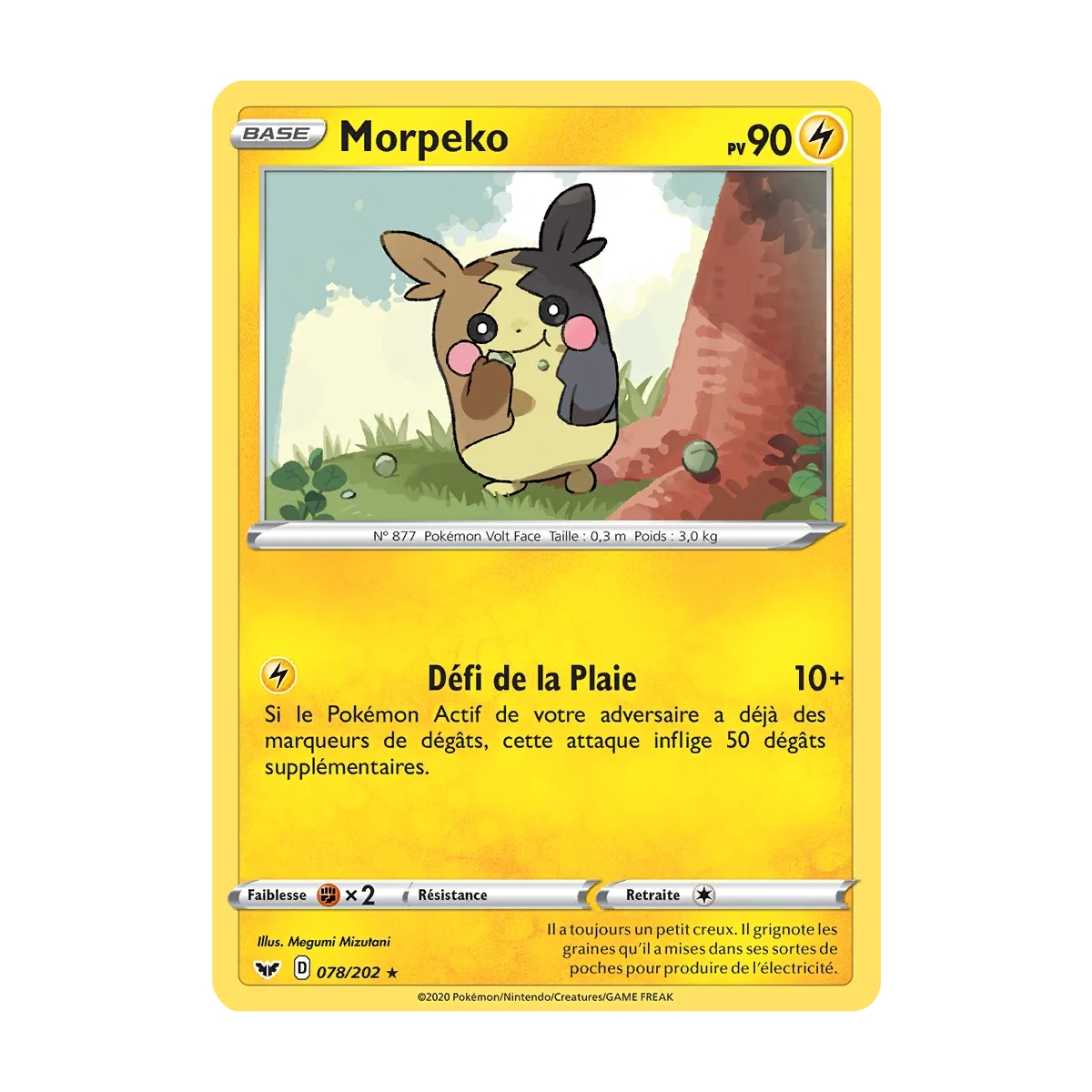 Carte Morpeko - Rare (Brillante) de Pokémon Épée et Bouclier 078/202