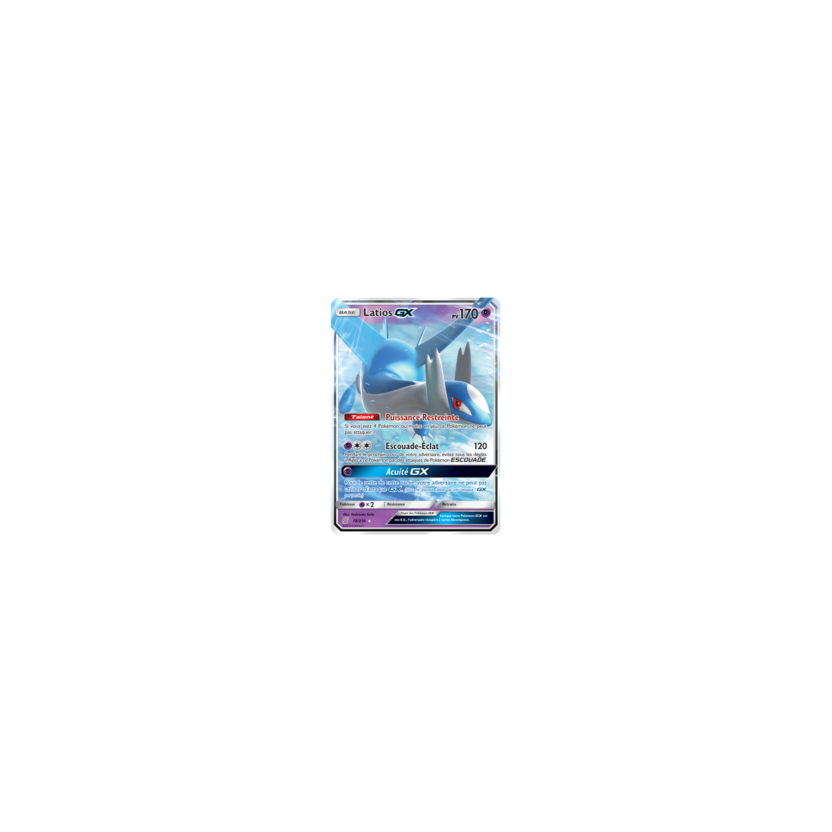 Carte Latios - Holographique rare GX de Pokémon Harmonie des Esprits 78/236