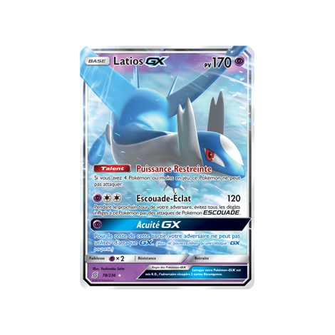 Carte Latios - Holographique rare GX de Pokémon Harmonie des Esprits 78/236