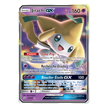 Jirachi 79/236 : Joyau Holographique rare GX de l'extension Pokémon Harmonie des Esprits