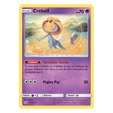 Carte Créhelf - Holographique rare de Pokémon Harmonie des Esprits 83/236