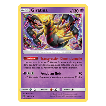 Carte Giratina - Holographique rare de Pokémon Harmonie des Esprits 86/236