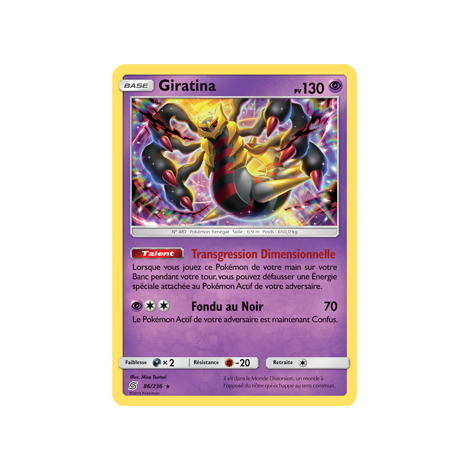 Carte Giratina - Holographique rare de Pokémon Harmonie des Esprits 86/236