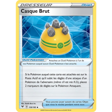 Casque Brut 159/185 : Joyau Peu commune (Brillante) de l'extension Pokémon Épée et Bouclier Voltage Éclatant