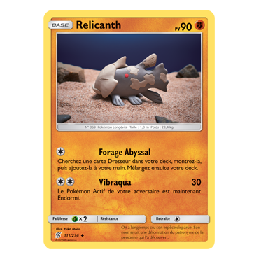 Relicanth 111/236 : Joyau Peu commune de l'extension Pokémon Harmonie des Esprits
