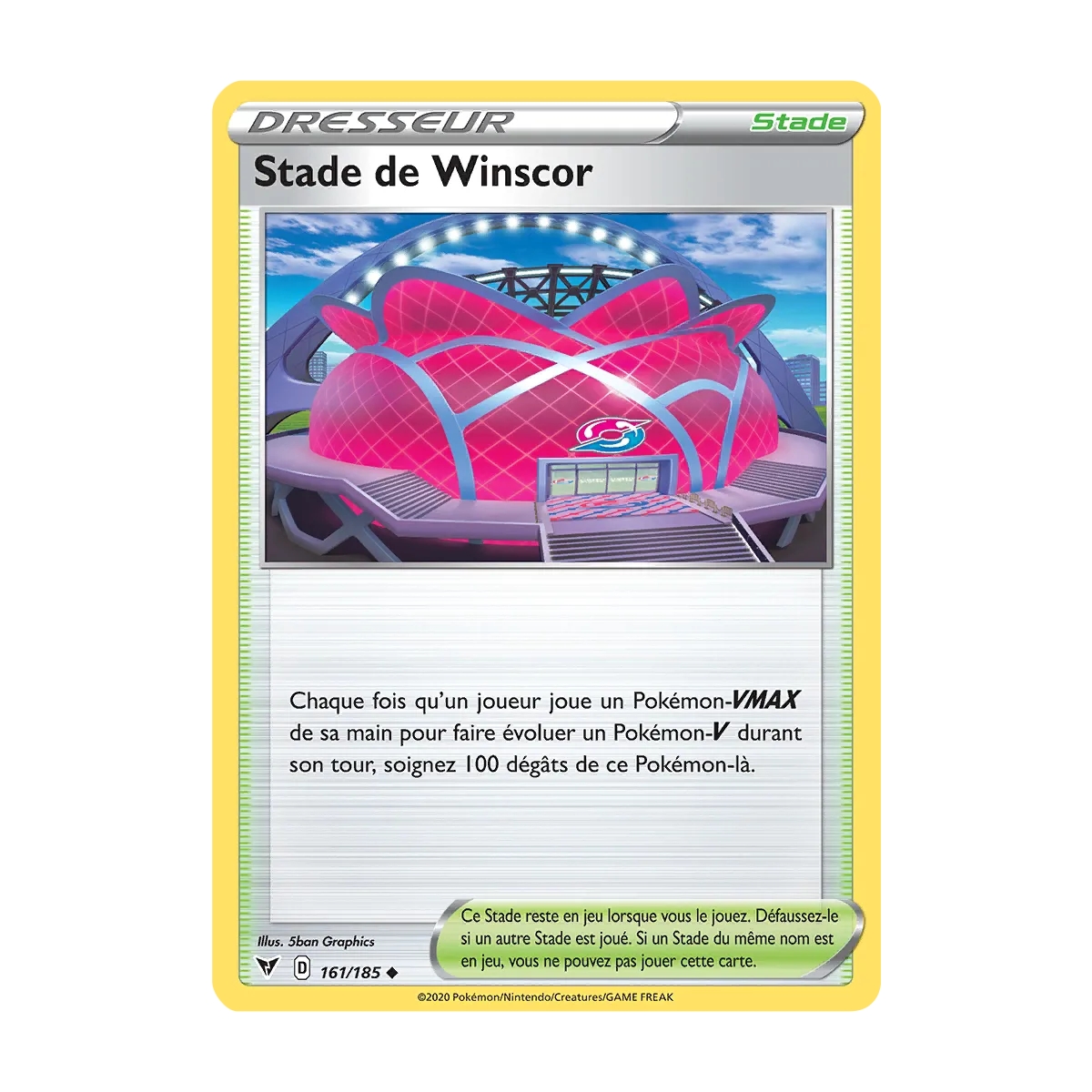 Carte Stade de Winscor - Peu commune (Brillante) de Pokémon Épée et Bouclier Voltage Éclatant 161/185