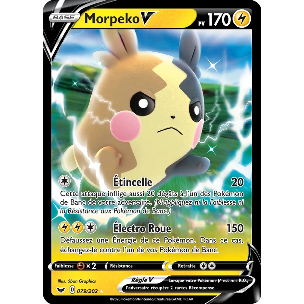 Carte Morpeko - Holographique rare V de Pokémon Épée et Bouclier 079/202