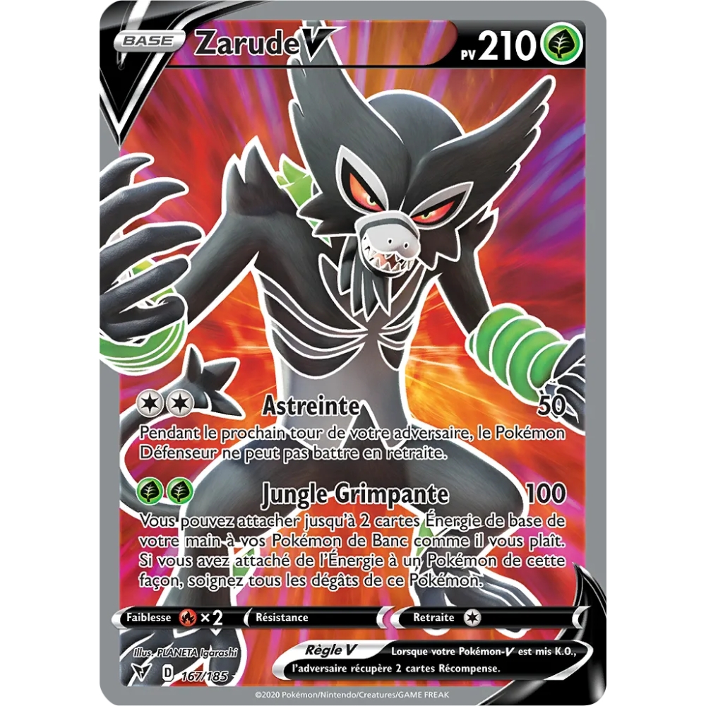 Zarude 167/185 : Joyau Ultra rare de l'extension Pokémon Épée et Bouclier Voltage Éclatant