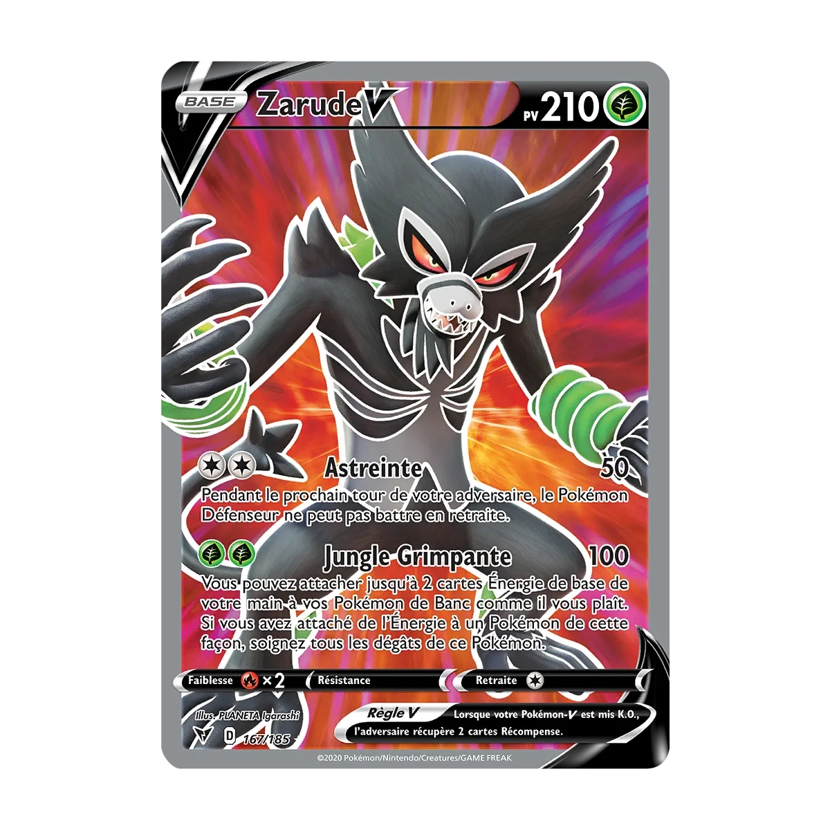 Zarude 167/185 : Joyau Ultra rare de l'extension Pokémon Épée et Bouclier Voltage Éclatant