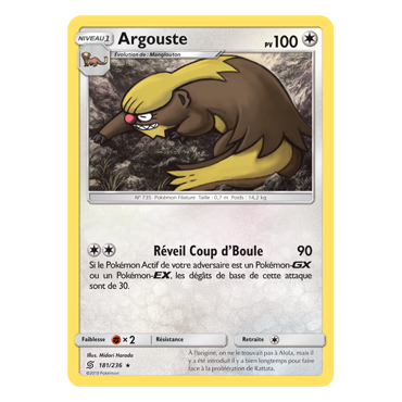 Carte Argouste - Rare de Pokémon Harmonie des Esprits 181/236
