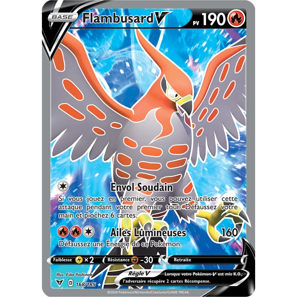 Flambusard 168/185 : Joyau Ultra rare de l'extension Pokémon Épée et Bouclier Voltage Éclatant