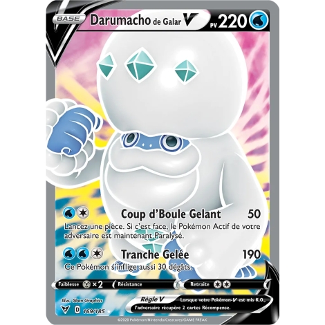 Darumacho de Galar 169/185 : Joyau Ultra rare de l'extension Pokémon Épée et Bouclier Voltage Éclatant