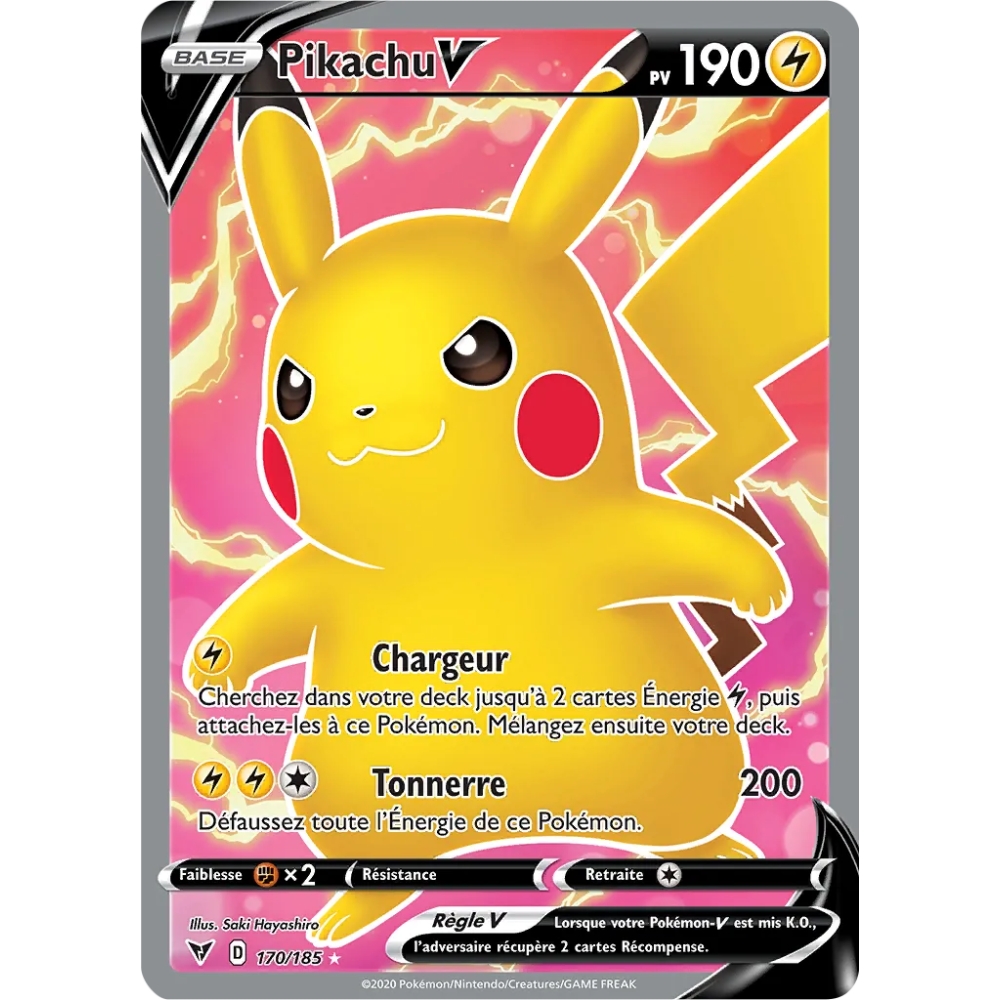 Pikachu 170/185 : Joyau Ultra rare de l'extension Pokémon Épée et Bouclier Voltage Éclatant