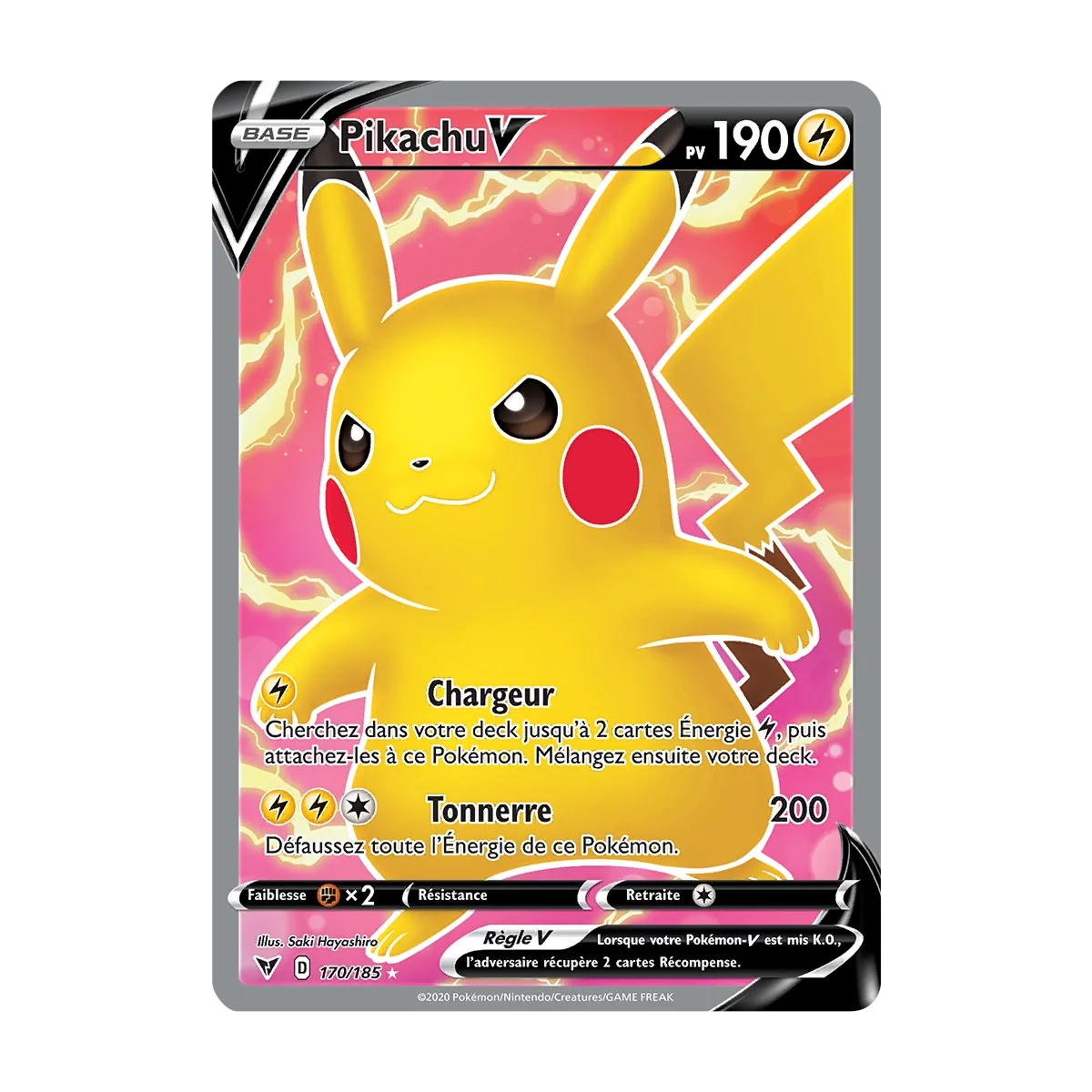 Pikachu 170/185 : Joyau Ultra rare de l'extension Pokémon Épée et Bouclier Voltage Éclatant