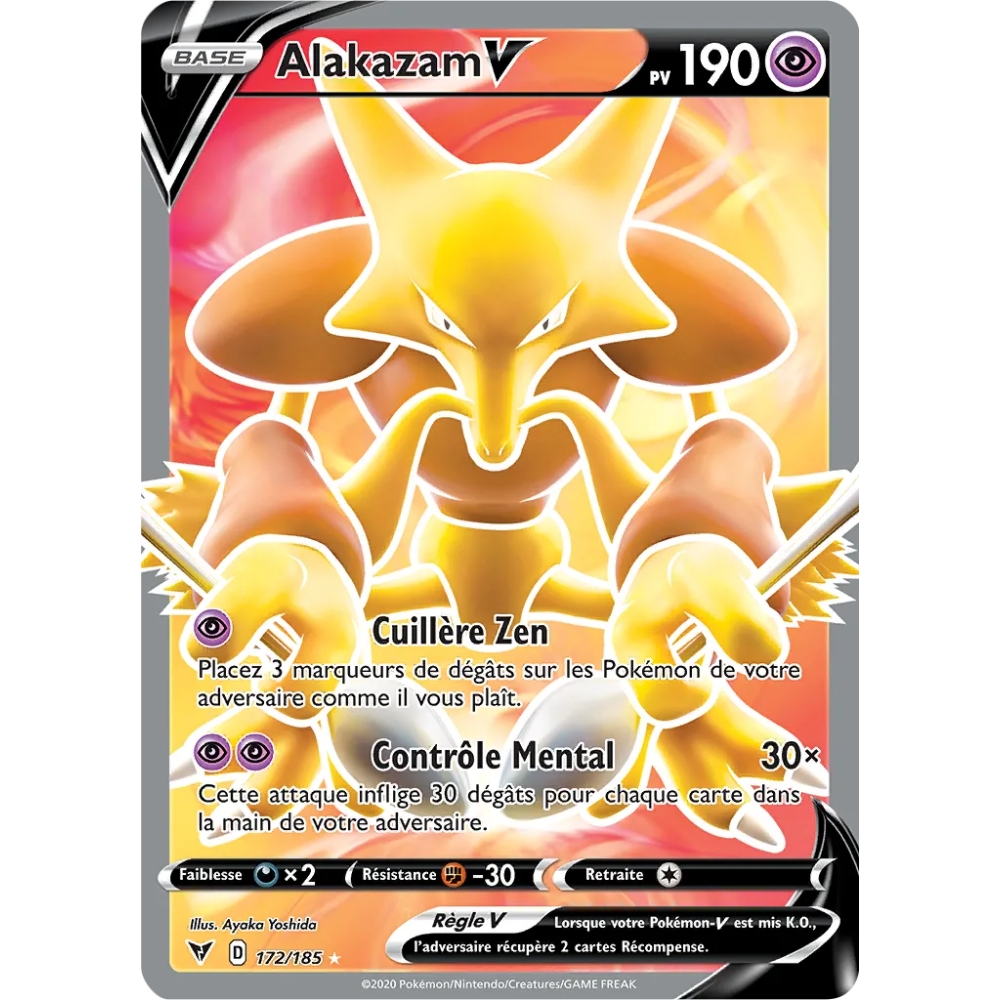 Carte Alakazam - Ultra rare de Pokémon Épée et Bouclier Voltage Éclatant 172/185