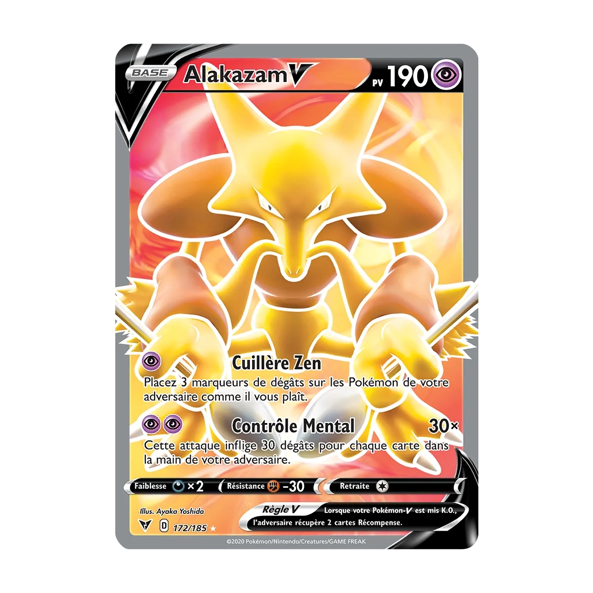 Carte Alakazam - Ultra rare de Pokémon Épée et Bouclier Voltage Éclatant 172/185