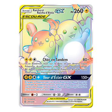 Carte Raichu et Raichu d'Alola - Arc-en-ciel rare de Pokémon Harmonie des Esprits 241/236