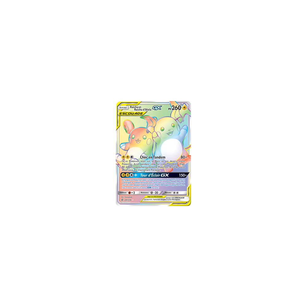 Carte Raichu et Raichu d'Alola - Arc-en-ciel rare de Pokémon Harmonie des Esprits 241/236