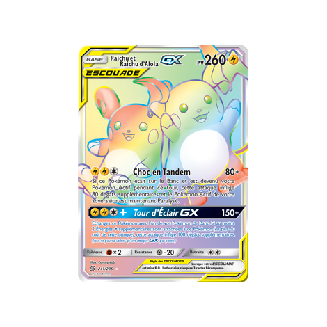 Carte Raichu et Raichu d'Alola - Arc-en-ciel rare de Pokémon Harmonie des Esprits 241/236