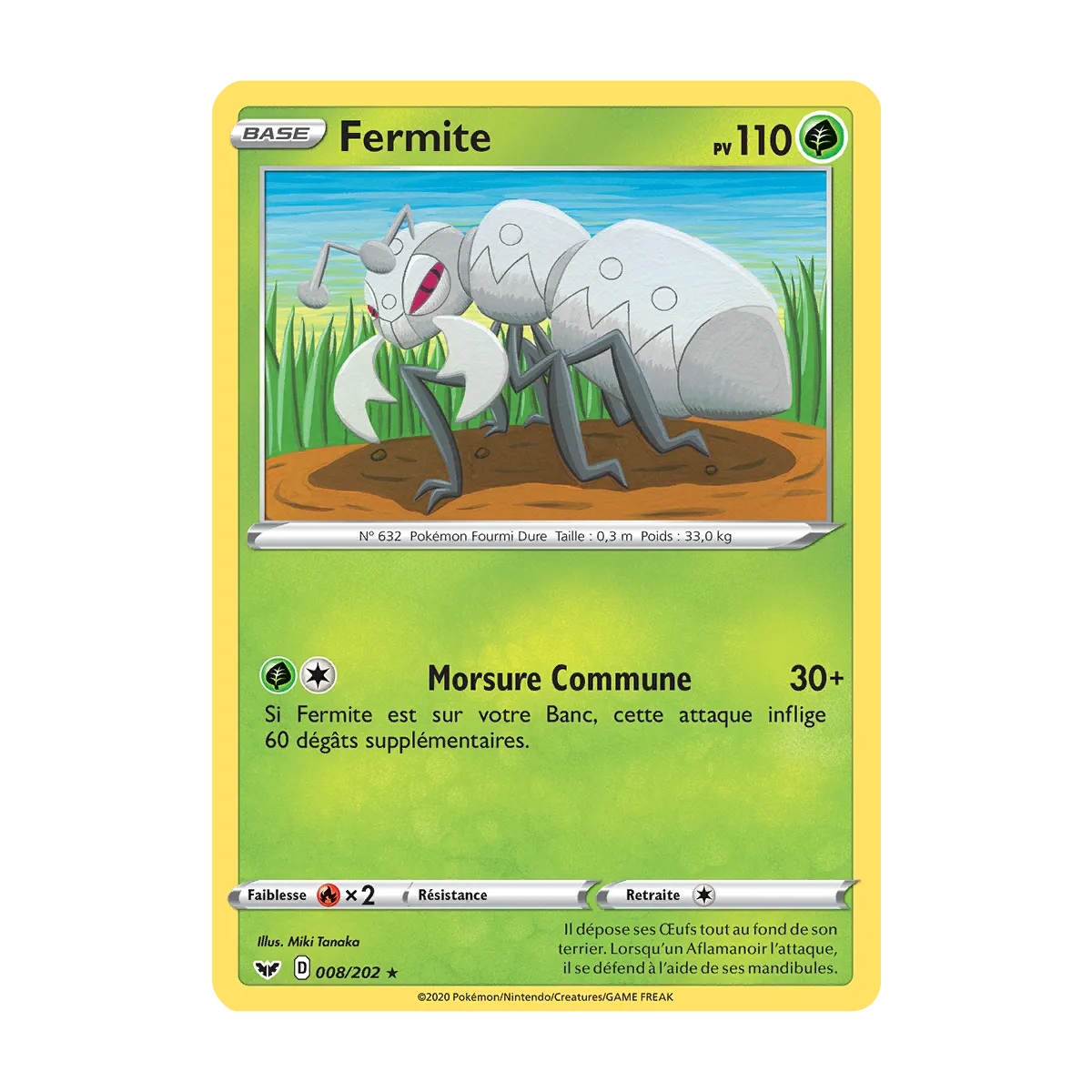 Carte Fermite - Rare (Brillante) de Pokémon Épée et Bouclier 008/202