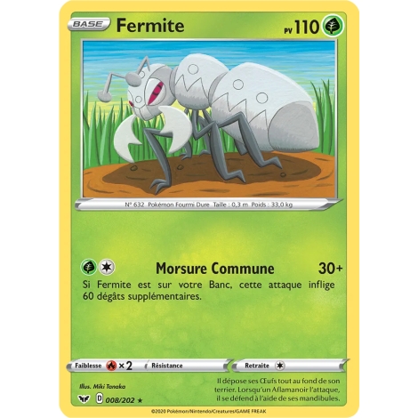 Carte Fermite - Rare (Brillante) de Pokémon Épée et Bouclier 008/202