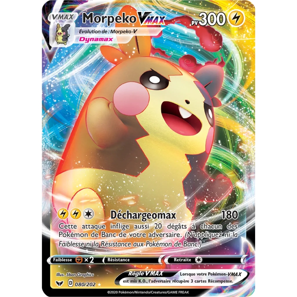 Morpeko 080/202 : Joyau Holographique rare VMAX de l'extension Pokémon Épée et Bouclier