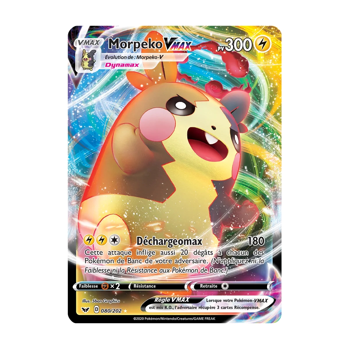 Morpeko 080/202 : Joyau Holographique rare VMAX de l'extension Pokémon Épée et Bouclier