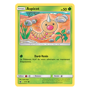 Aspicot 1/111 : Joyau Commune de l'extension Pokémon Invasion Carmin