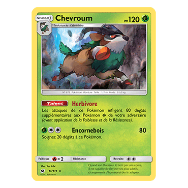 Chevroum 11/111 : Joyau Holographique rare de l'extension Pokémon Invasion Carmin