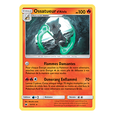 Découvrez Ossatueur d'Alola, carte Holographique rare de la série Invasion Carmin