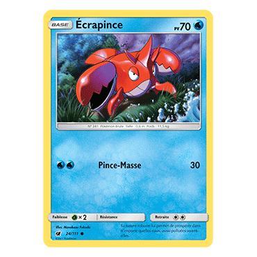 Carte Écrapince - Commune de Pokémon Invasion Carmin 24/111