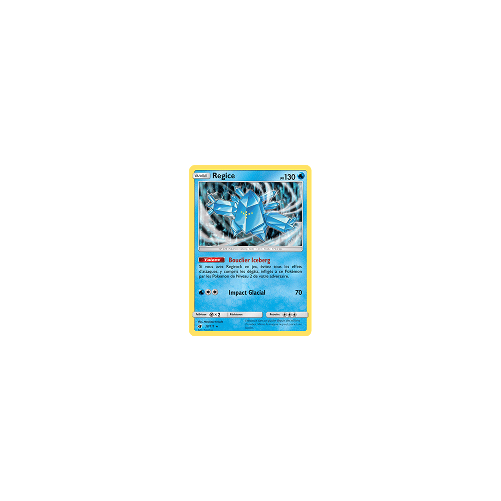 Carte Regice - Holographique rare de Pokémon Invasion Carmin 28/111