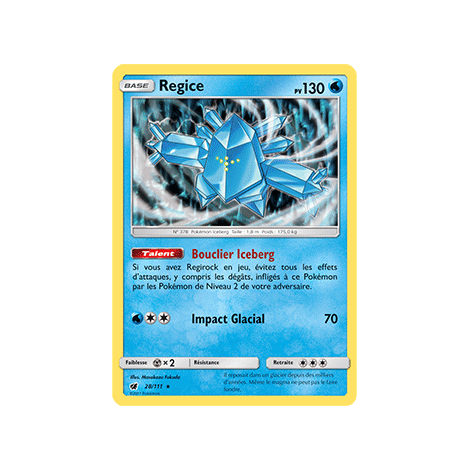 Carte Regice - Holographique rare de Pokémon Invasion Carmin 28/111