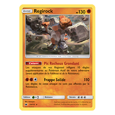 Regirock 53/111 : Joyau Rare de l'extension Pokémon Invasion Carmin