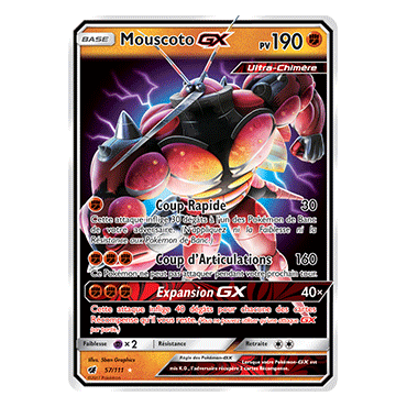 Découvrez Mouscoto, carte Holographique rare GX de la série Invasion Carmin