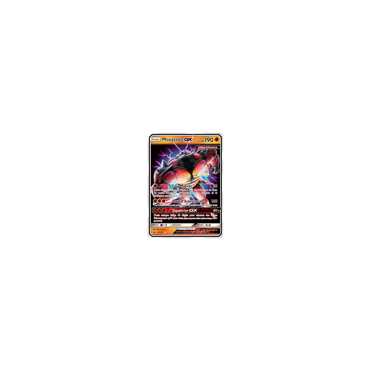 Découvrez Mouscoto, carte Holographique rare GX de la série Invasion Carmin