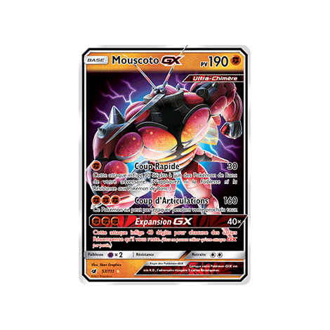 Découvrez Mouscoto, carte Holographique rare GX de la série Invasion Carmin