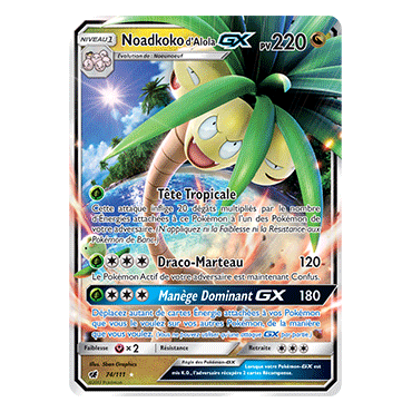 Noadkoko d'Alola 74/111 : Joyau Holographique rare GX de l'extension Pokémon Invasion Carmin