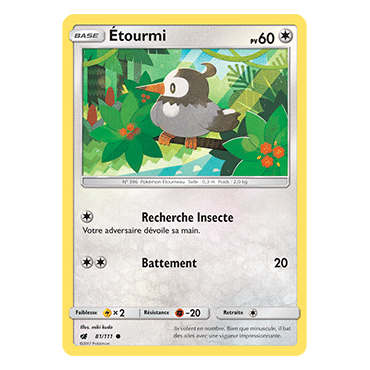 Carte Étourmi - Commune de Pokémon Invasion Carmin 81/111