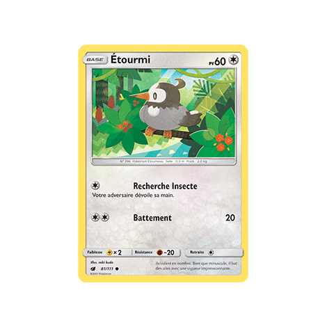 Carte Étourmi - Commune de Pokémon Invasion Carmin 81/111