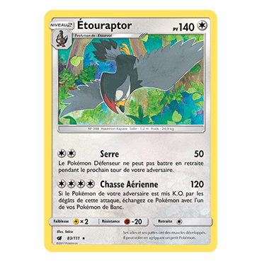 Étouraptor 83/111 : Joyau Rare de l'extension Pokémon Invasion Carmin